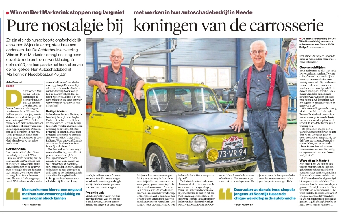 Een mooi artikel over ons bedrijf in de Tubantia 18-10-2024